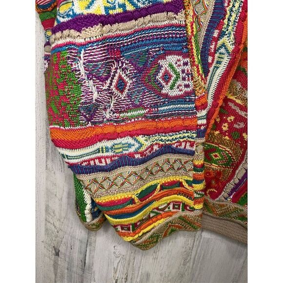 Vintage COOGI Men's Multicolor 3D textured Knit Sweater Size Large Pullover 90s - Picture 8 of 12